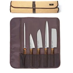 PIRGE Titan East Japanisches Messerset mit Tasche 6 Stück - Asiatisches Messerset - Edelstahl Profi Küchenmesser Set - Profi Messerset Scharf