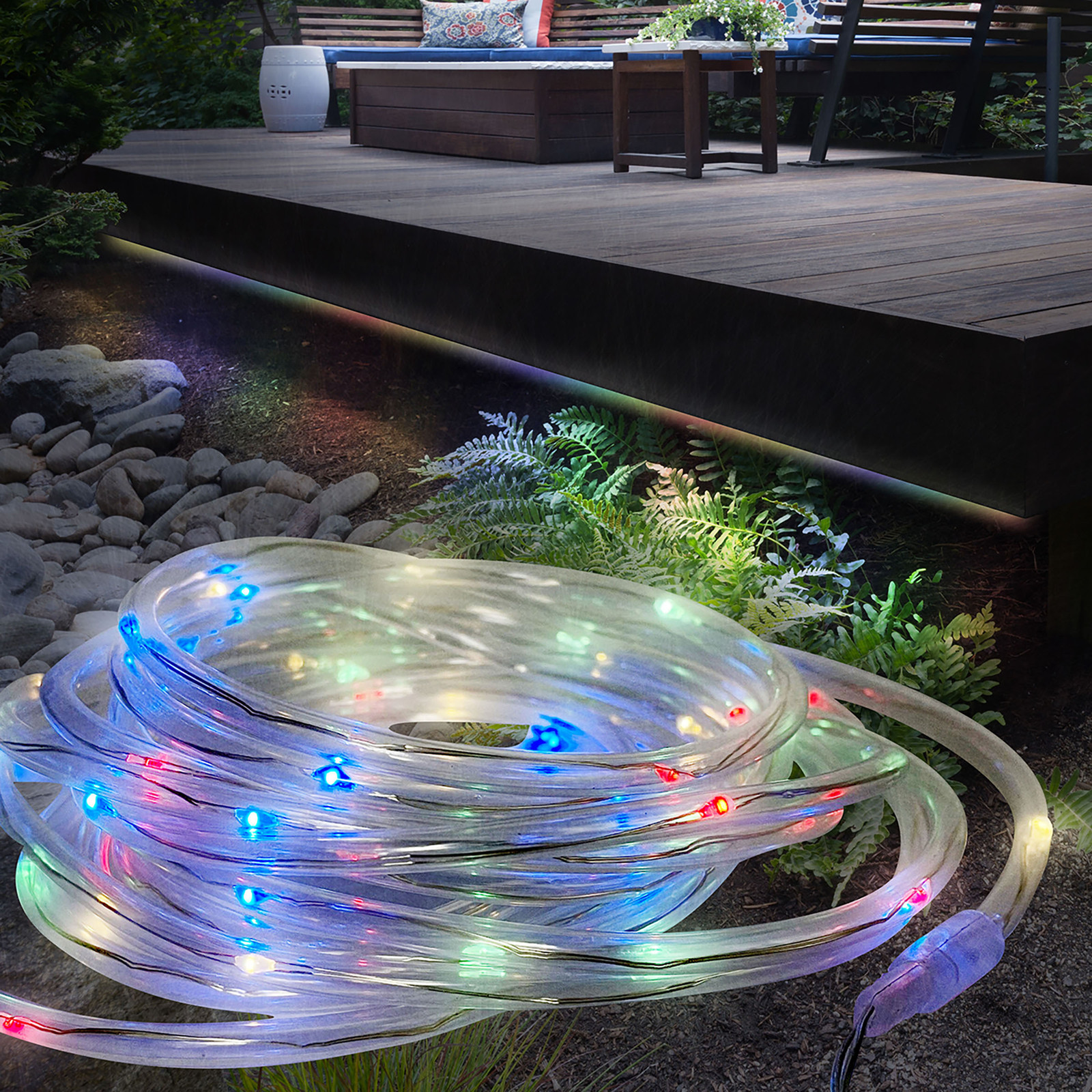 home24 Solar-lichtsnoer RGB multicolor zwart/transparant