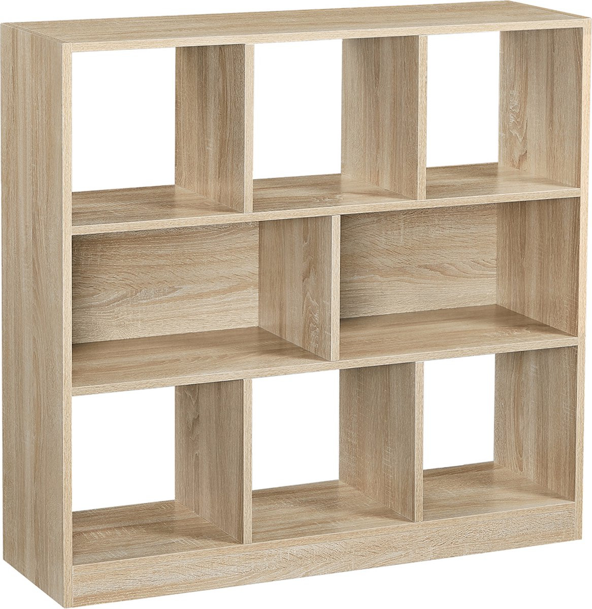 Boekenkast met 8 vakken in houtlook