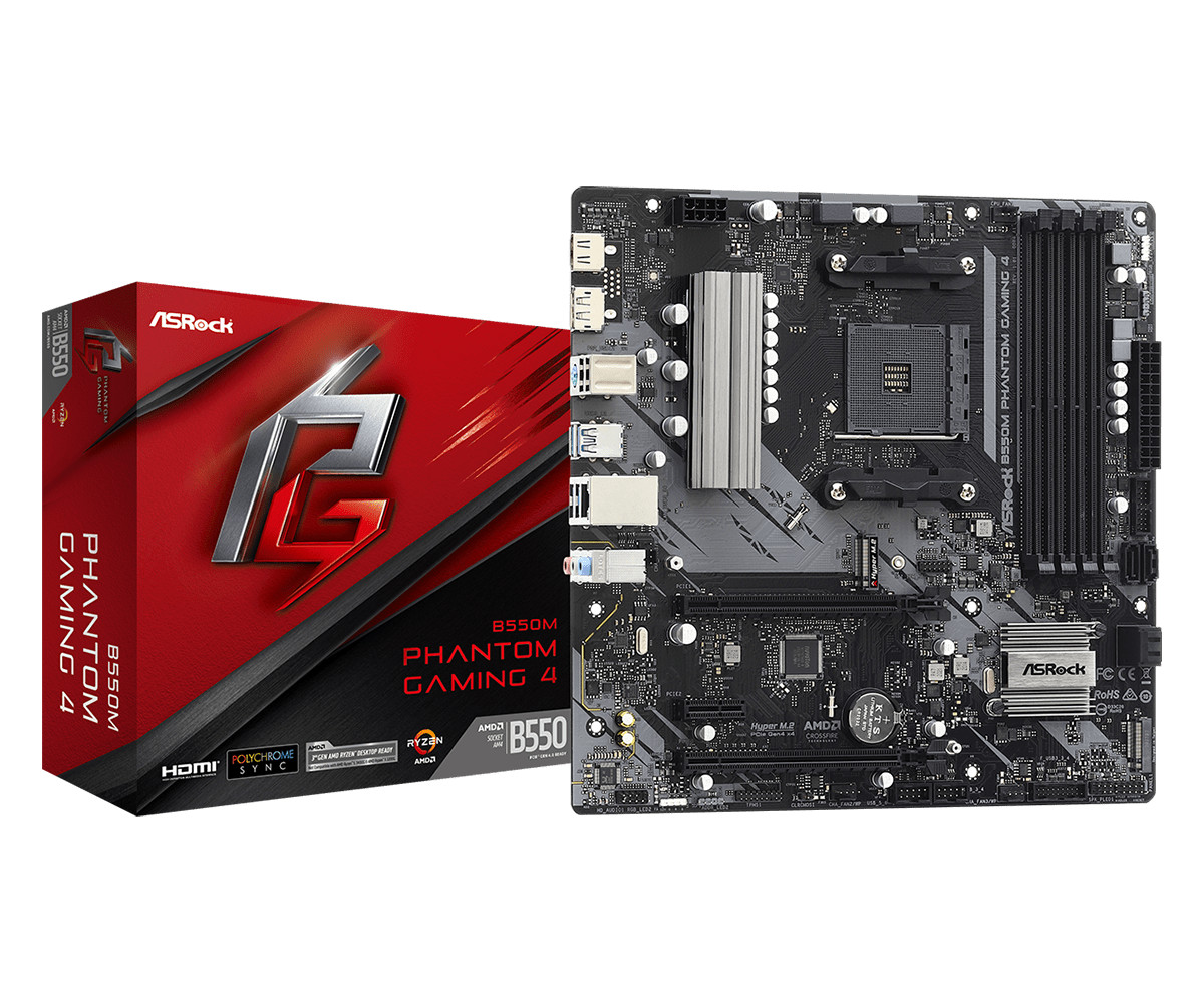 ASRock B550M Phantom Gaming 4 Mainboard Sockel AM4/HDMI/DP 90-MXBE90-A0UAYZ