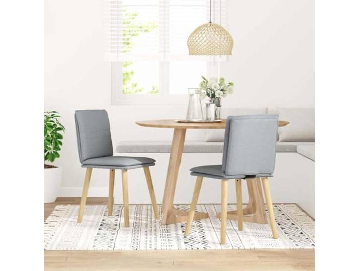 HKLGBVCR Essstühle, 2 Stück, hellgrau, Stoff Massives Gummibaumholz, Polyestergewebe, dicker Schaumstoff, ergonomisches Design, Esszimmer, Wohnzimmer