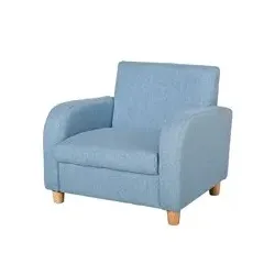 HOMCOM Kindersessel mit dicken Sitzkissen für 3-8 Jahre Kinder Holz Leinen Schaumstoff Blau 49x45x44,5 cm