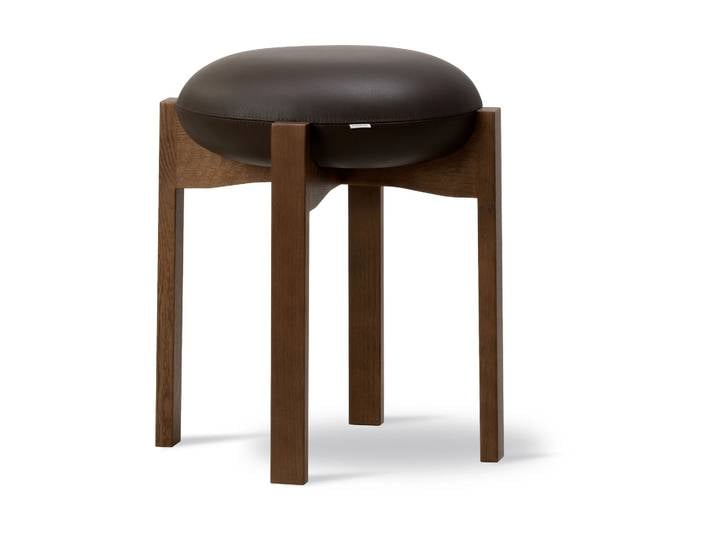 Fredericia Furniture Pioneer runder Hocker niedrig Primo 86-1-Rauchgebeizte lackierte Eiche