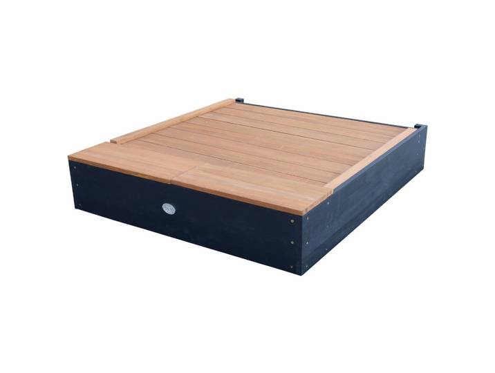 Sandkasten, Braun, Anthrazit, Holz, Hemlocktanne, 90x74x100 cm, unisex, EN 71, CE, FSC 100%, hoher Rand, Sitzfläche, mit Holzschutz vorbehandelt, Freizeit & Co, Outdoor-Spielzeug, Sandkasten
