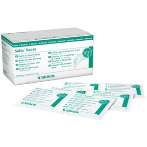 B.Braun Alkoholtupfer Softa Swabs, Vliesstoff, 65 x 30 mm, 2-lagig, 100 Stück