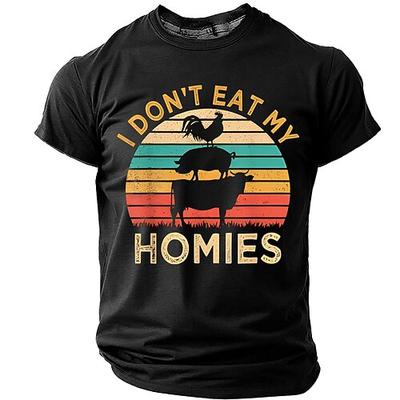 Lustiges veganes Herren-T-Shirt „Ich esse meine Homies nicht" (grün) – für Vegetarier, Tierliebhaber und alle, die sich pflanzlich ernähren. Größen: S, M, L, XL, XXL, XXXL