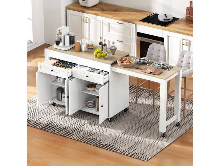 Îlot de cuisine sur roulettes îlot de cuisine extensible avec plan de travail et tiroirs îlot de cuisine mobile indépendant
