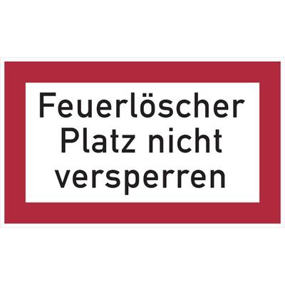 Feuerwehrschild, Feuerlöscher Platz nicht versperren - angelehnt an DIN 4066 - 200x120x0.45 mm Aluminium geprägt