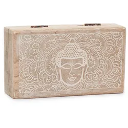 Med Square Box 17x10x4.2cm - Buddha Face Whitewash