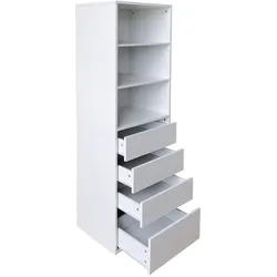 HTI-Living Hohe offene Kommode 3 Regalfächer 4 Schubladen