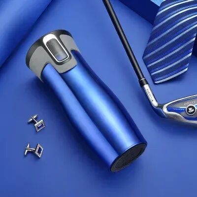 Multicon Wholesale Hub Vacuum Flask Thermoses With Easy Clean Lid, 20Oz One touch Water West Loop Insulated Stainless Steel Travel Mug blue