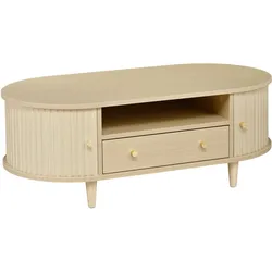 COUCHTISCH Ovales Design mit Rolltür & Schublade