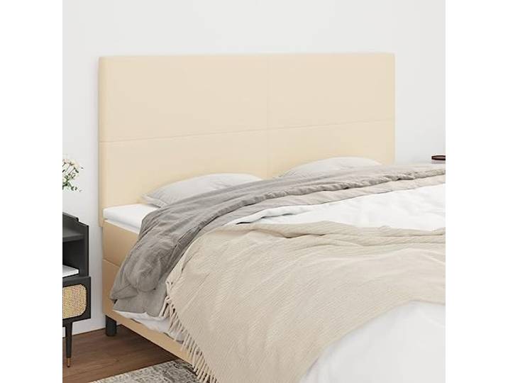 KTHLBRH Kopfteil 4 Stück Creme aus Stoff klassisch elegantes Design für Bettgestell Rückenunterstützung Höhenverstellbar Material strapazierfähig atmungsaktiv stabile Struktur Holz