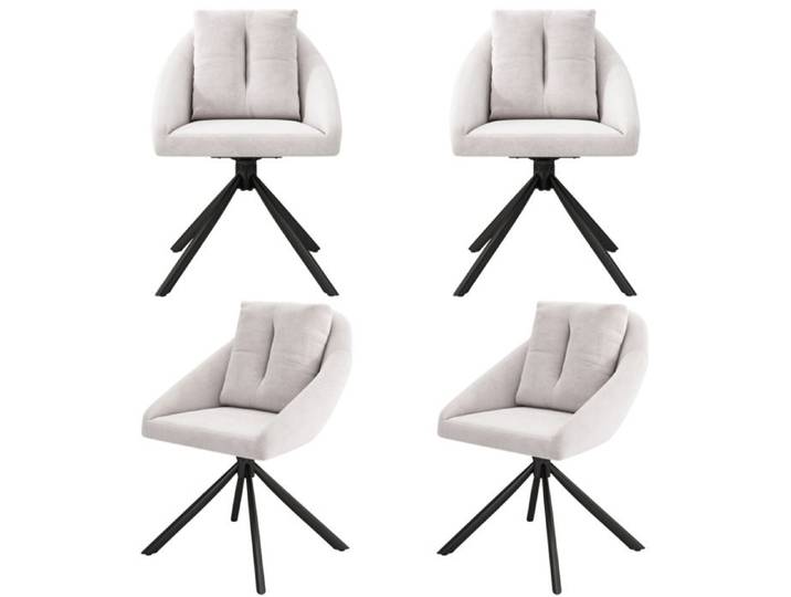 Chaise - LANGTU - Chaise pivotante velours beige - Lot de 4 - Ergonomique - Cadre métal