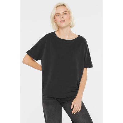 Rundhalsshirt SENSES.THE LABEL, Damen, Gr. S, schwarz, Single Jersey, Material: 50% Polyester, 44% Modal, 6% Elasthan, unifarben, regular fit normal, Rundhals, Fledermausärmel, Shirts Rundhalsshirt, mit Fledermausärmel