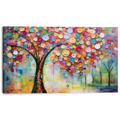 Deco-Panel REINDERS "Mehrfarbiger Baum", bunt (farbe bild(er): mehrfarbig), B:118cm H:70cm T:2cm, Bilder, Wohnzimmer - Mehrfarbig - MDF - Wald - 118x70 cm