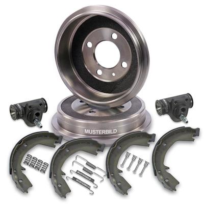 Bestprice 2x Bremstrommel+Backen+Zylinder+Zubehör [Hersteller-Nr. 10605024] für Abarth, Lancia, Seat, Autobianchi, Fiat