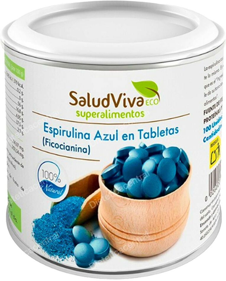 Salud viva espirulina azul 100 tabletas 25gr.