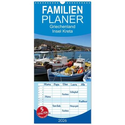 Familienplaner 2026 - Griechenland - Insel Kreta mit 5 Spalten (Wandkalender, 21 x 45 cm) CALVENDO