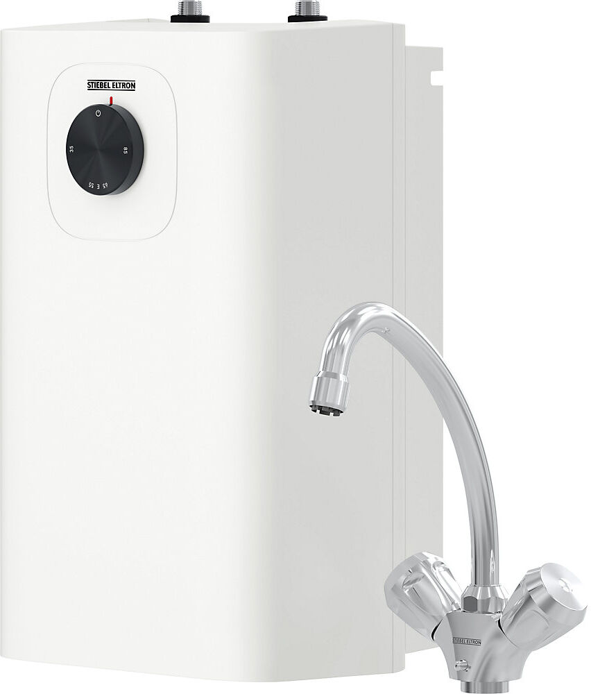 kaiserkraft Warmwasserspeicher, drucklos, mit Einhebelmischbatterie, Untertischgerät, Temperatur 35 - 85 °C