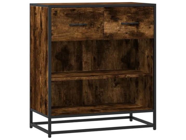 KGFHERENB Sideboard Räuchereiche 68x35x76 cm Kommode mit Metallgestell Kompakter Beistellschrank für Schlafzimmer, Flur und Büro. Bietet praktischen Stauraum im industriellen Design.