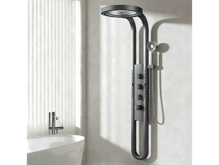 Ensemble de douche mural avec écran LED numérique, panneau de robinetterie de douche et cascade