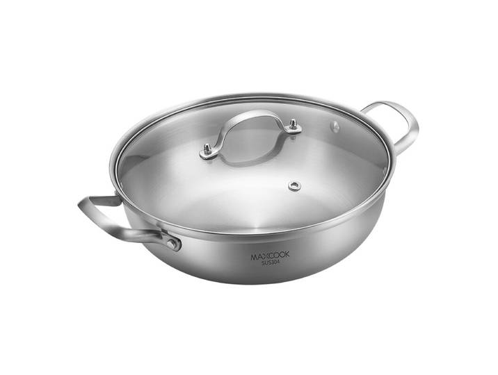 Maxcook 3-laags 304 roestvrijstalen hot pot met dubbele handgreep voor gas- en inductiekookplaten 28 cm