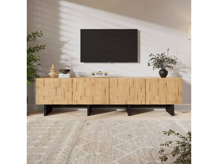 Armoire TV Table TV 180 cm TVboard pour télévision jusqu'à 75 pouces TV Board beaucoup espace de rangement Naturel
