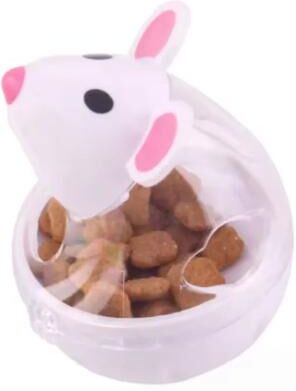 Uplift Picks Interactive Mouse Rolling Treat Dispenser Cat Toy Slow Feeder Training Ball For Kittens white