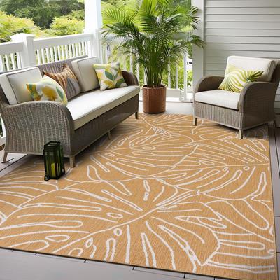 World Rug Gallery Contemporary Tropical Leaves Indoor/Outdoor Area Rug