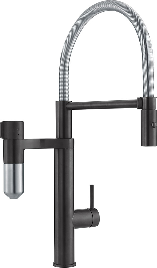 FRANKE 120.0551.242 Armatur VITAL Caps. 2in1, SEMI PRO Brause, Black Matt/ Edelstahl-Optik / Filter-Armatur