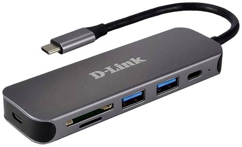 D-Link DUB-2325/E USB-Hub 2+2 Port USB-A, USB-C, SD, microSD USB 3.0 5 GBit/s mit USB-C Stecker Anthrazit DUB-2325/E