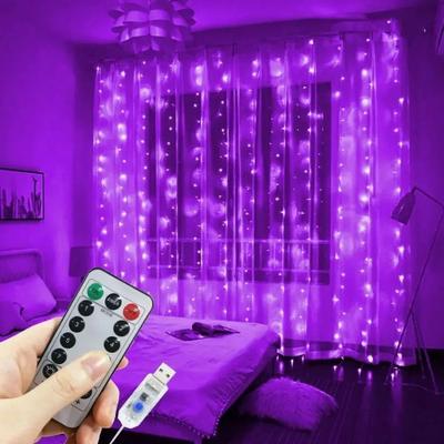 Uplift Picks LumiCascade LED Curtain Lights USB Fairy Lights With Remote purple 3x3 M 300 Leds