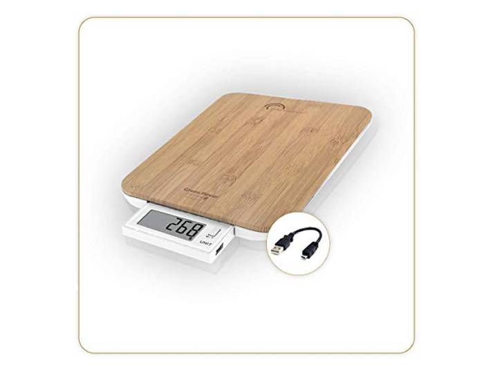 LITTLE BALANCE 8579 Slide 10 Bambou USB-C\, Balance de cuisine sans pile USB\, Réparable\, 10 kg\, Bambou