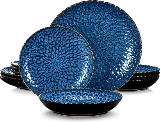 Vancasso 12-delig blauw porseleinen servies voor 4 personen