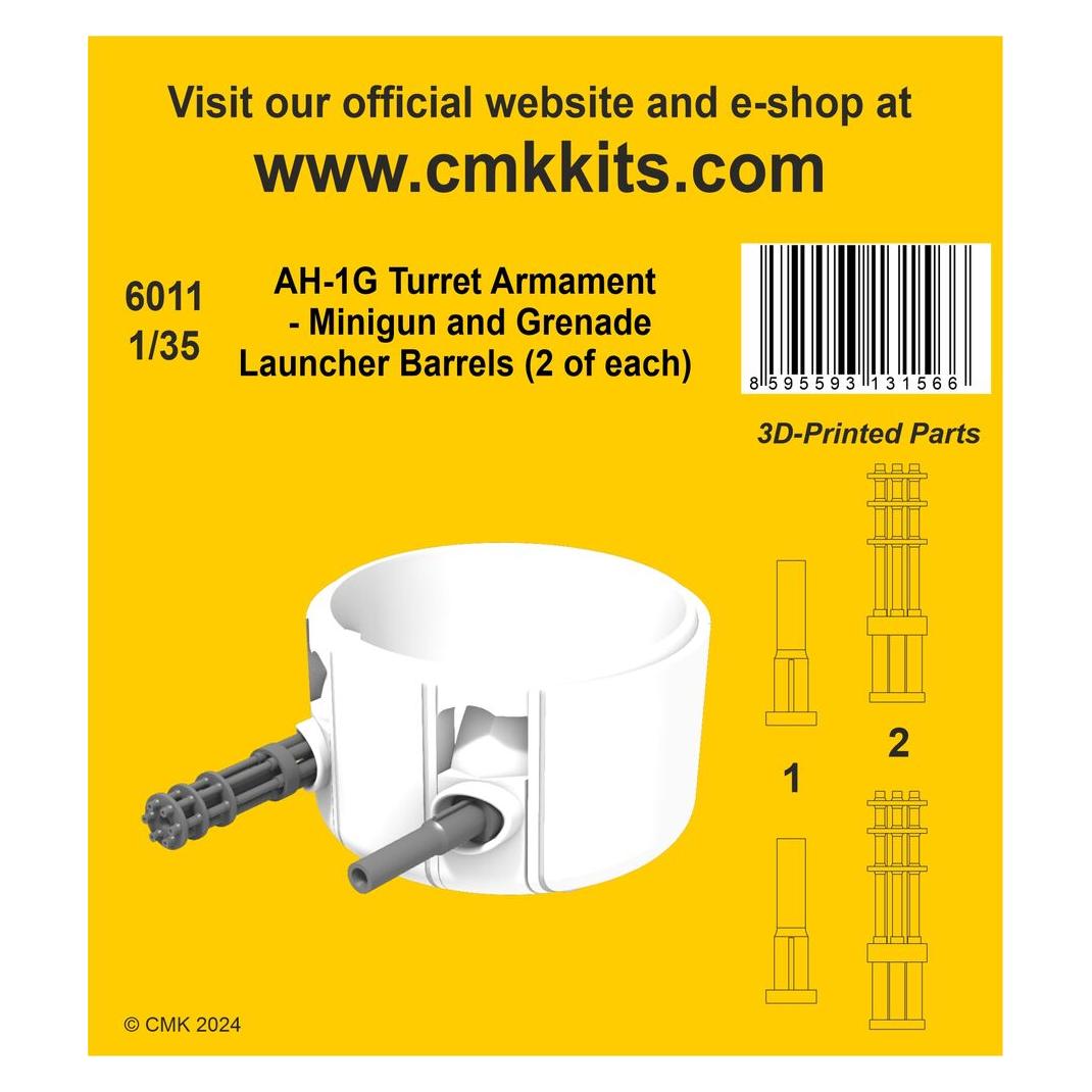CMK AH-1G Turret Armament - Minigun and Grenade Launcher Barrels (2 of each) 1/35 (129-6011)