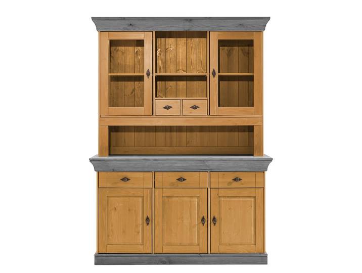 Buffet I 143 x 197 x 45cm Braun/Kiefer Laugenfarbig/Kiefer Grau