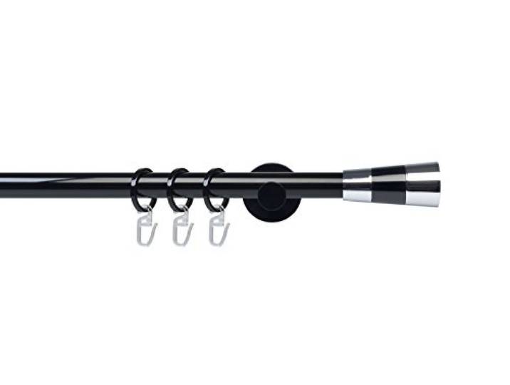 Liedeco Komplettgarnitur, Stilgarnitur, Gardinenstange, Innenlaufgarnitur 20 mm Ø Klavierlack/Chrom Granada (240 cm / 1lfg, schwarz)