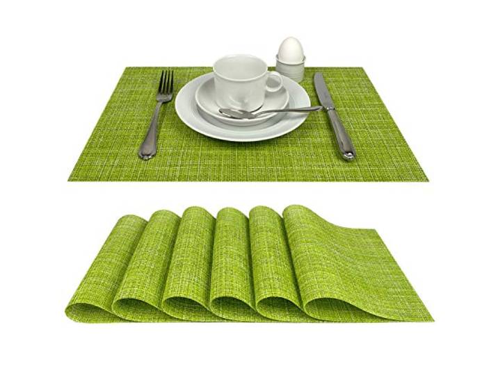 Delindo Lifestyle Tischsets Platzsets Capri, abwaschbar, im 6er-Set, grün, Tisch Unterlage ist abwischbar