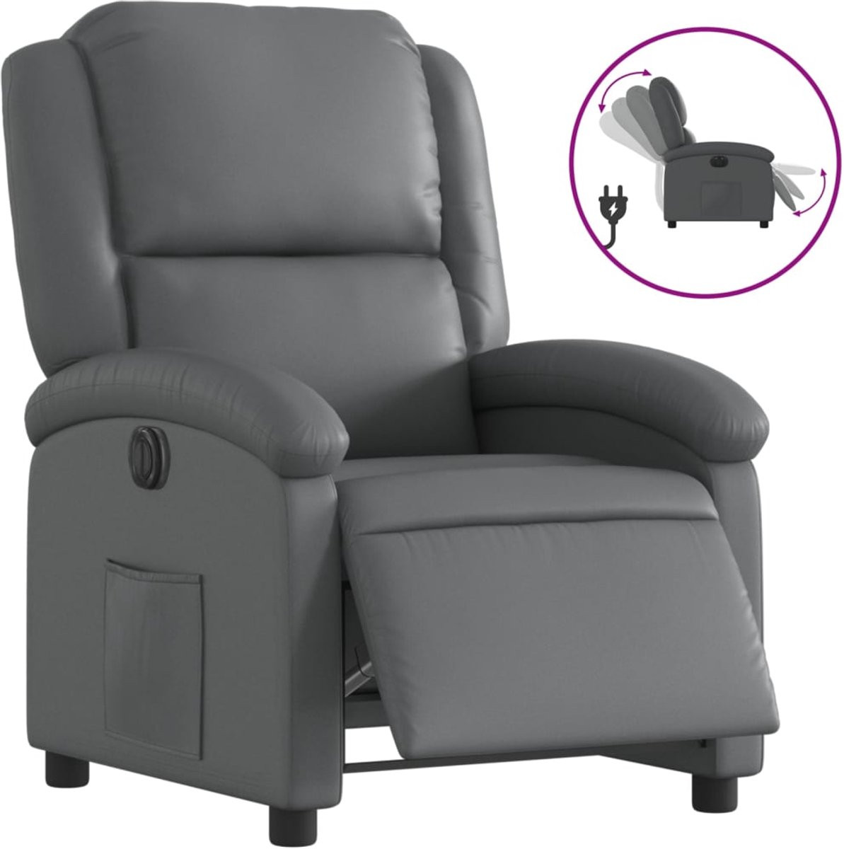 vidaXL Elektrische Relaxfauteuil in grijs kunstleer