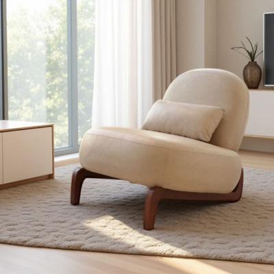 Upholstered Armless Accent Chair with Solid Wood Legs, Modern Cozy Lounge Seat with Soft Cushion, Stylish Compact Reading Chair