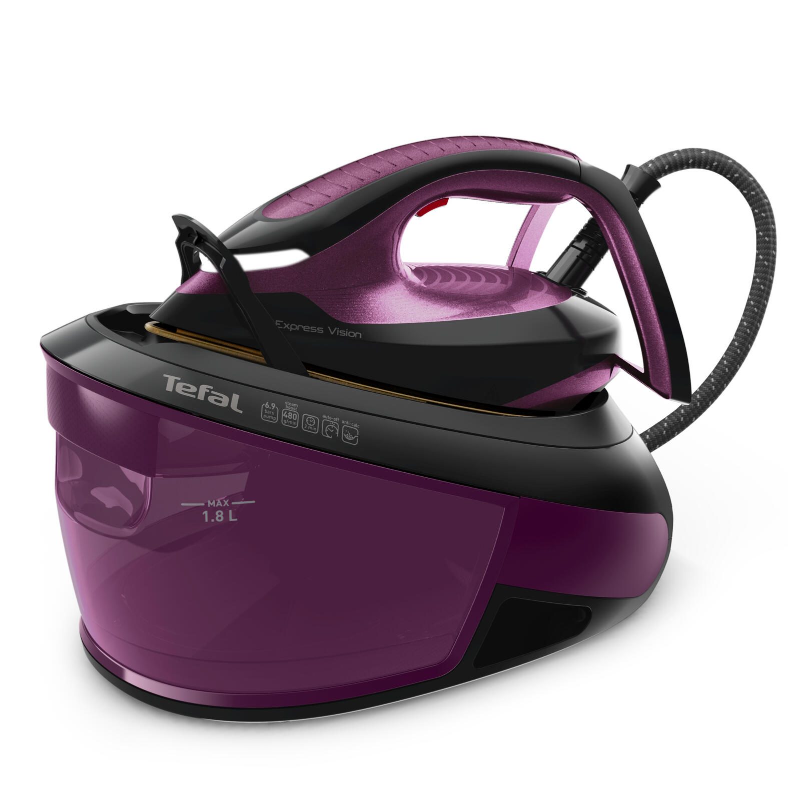 Tefal® Tefal Express Vision SV8152E0 Dampfbügeleisen, schwarz/purpur