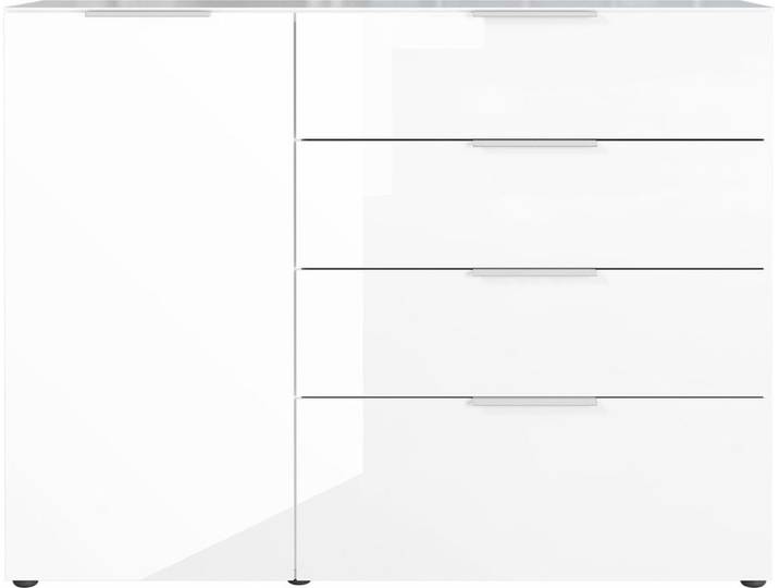 Sideboard OAKLAND 134 x 102 cm Glas Weiß/Weiß
