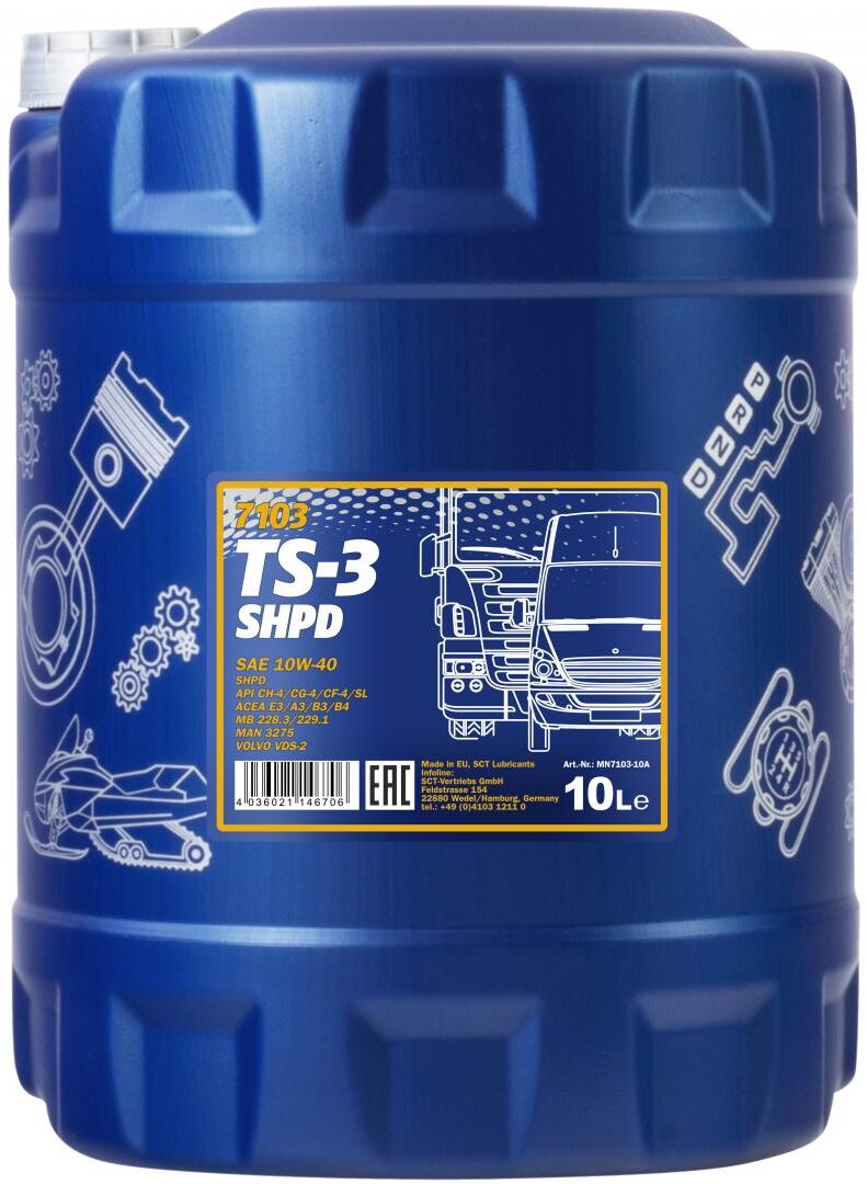 Sct - Mannol Motoröl Mannol Ts-3 Shpd 10w-40 Mineral [10l] Mn7103-10 10l