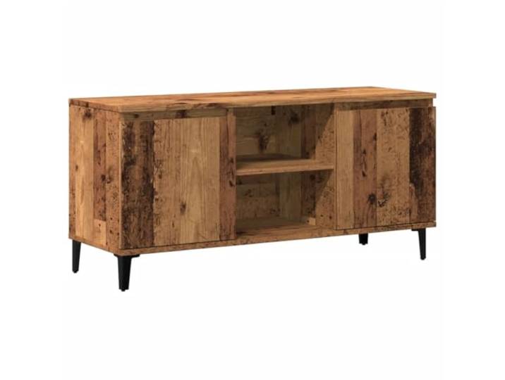 LMTYOENFG TV-Schrank Altholz-Optik 102x35x50 cm Holzwerkstoff Lowboard Stabiles Fernsehmöbel mit 2 Türen für Wohnzimmer und Schlafzimmer, erhöhte Beine erleichtern Bodenreinigung.