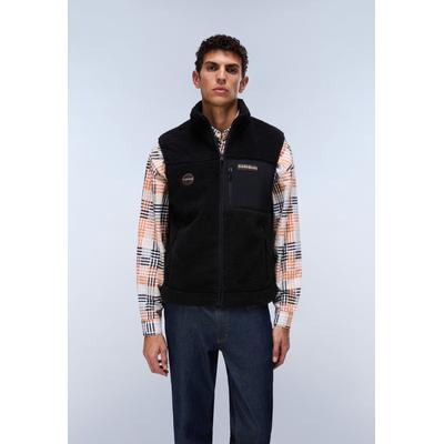 Fleeceweste NAPAPIJRI "YUPIK V 2 BLACK BEAUTY", Herren, Gr. XXL, schwarz (schwarz beauty), Obermaterial: 100% Polyester, Westen Fleeceweste, sportlicher Stil, aus Polyester, ärmelloses Design