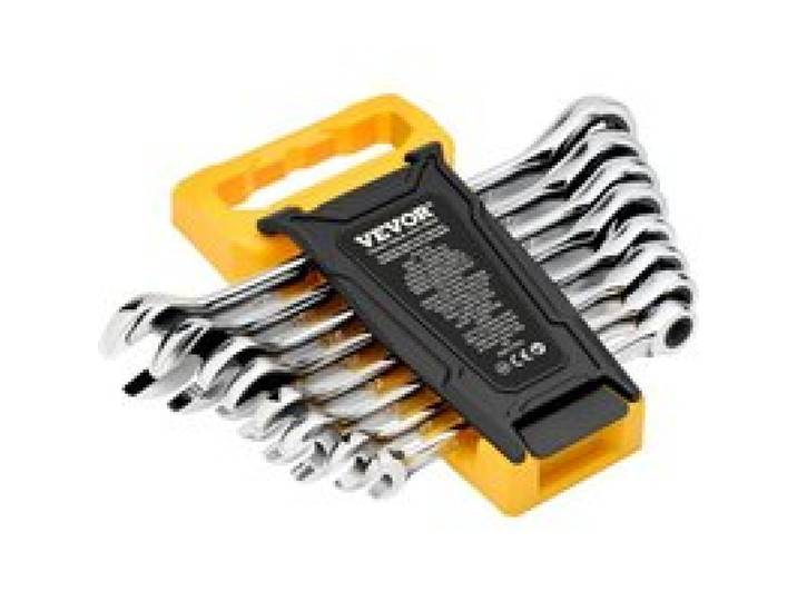 VEVOR Jeu de Clés Mixtes 8 PCs, Clés à Cliquet Métrique 8-19 mm, Ensemble de Clés en Acier Cr-V, avec Support de Rangement, pour Travaux Ménagers Généraux, Réparations Automobiles, Garage, Atelier