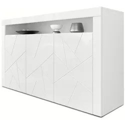SIDEBOARD Valencia Fronten in Weiß Hochglanz Element mit 3D Struktur