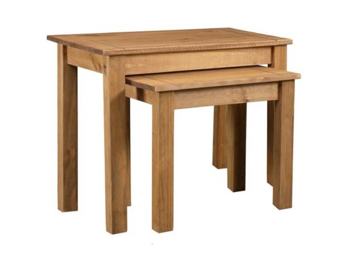 HAQWRDQSG Satztische 2er Set Beistelltisch Massivholz Kiefer Natur Stapelbare Holztische für Wohnzimmer oder Schlafzimmer, vielseitig nutzbar als Kaffeetisch und Nachttisch.