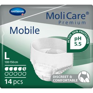 Hartmann Inkontinenz-Pants MoliCare Mobile, Unisex, Größe L (100-150cm), EInweg, 5 Tropfen, 14 Stück